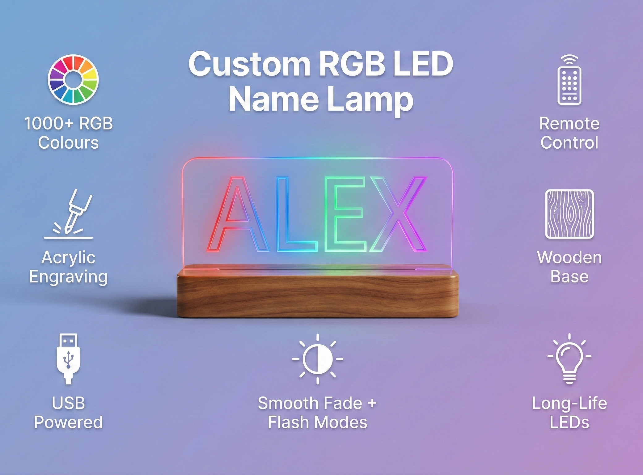 Custom Name RGB LED Light
